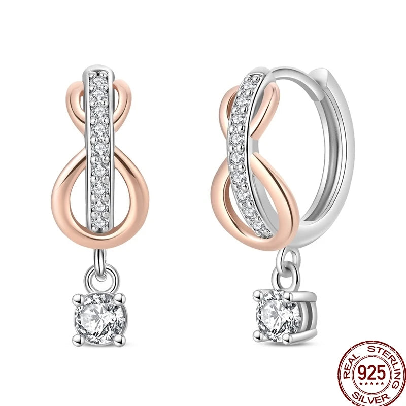 Ohrnadel aus 925er-Sterlingsilber, minimalistisch, gedreht, rund, Gold, Creolen, modisch, Zirkon, Ohrschnalle, Hochzeit, Damenschmuck, Geschenk