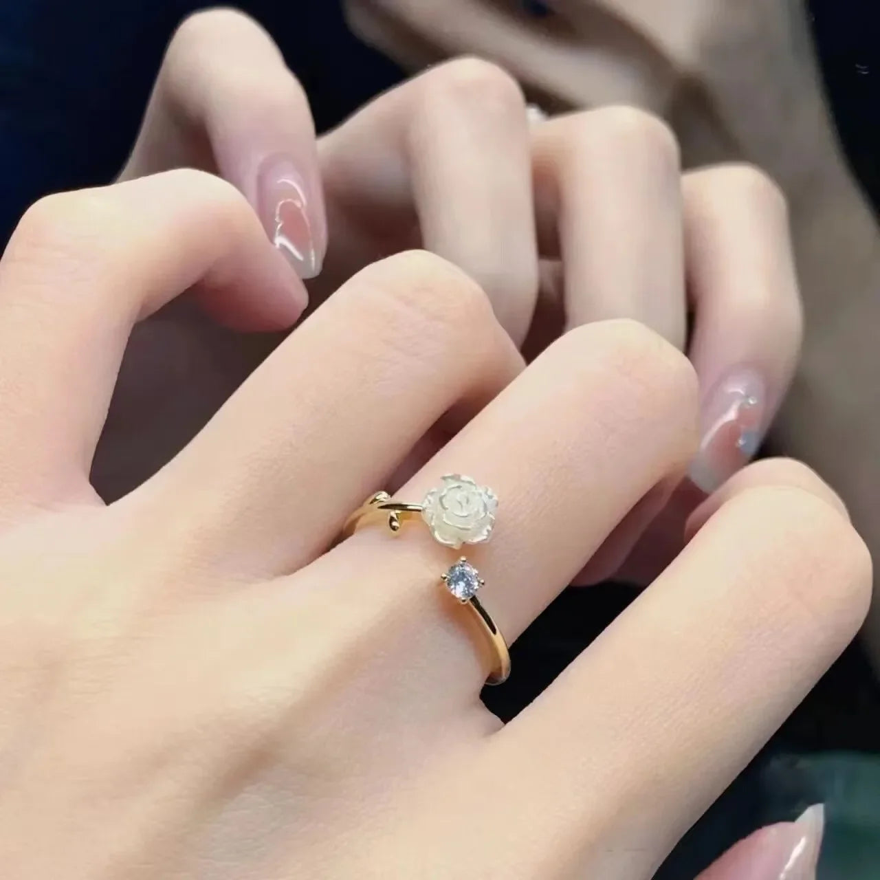 Zirkonia Rose Kirschblüte Tulpe Luxus Zirkon Blume Öffnung Ringe für Frauen Kubisch Einstellbare Finger Ring Hochzeit Schmuck