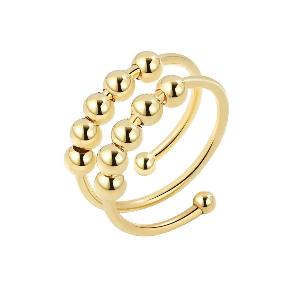 Stress Relief Runde Perlen Knuckle Ringe Für Frauen Frei Drehen Rotierenden Angst Fidget Spinner Twisted Ring Anillos Ajustables