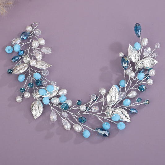 Trendy Perle Kristall Braut Stirnband Silber Schwarz Strass Hochzeit Haarschmuck Blau Braut Schmuck Rot Frauen Haarteil