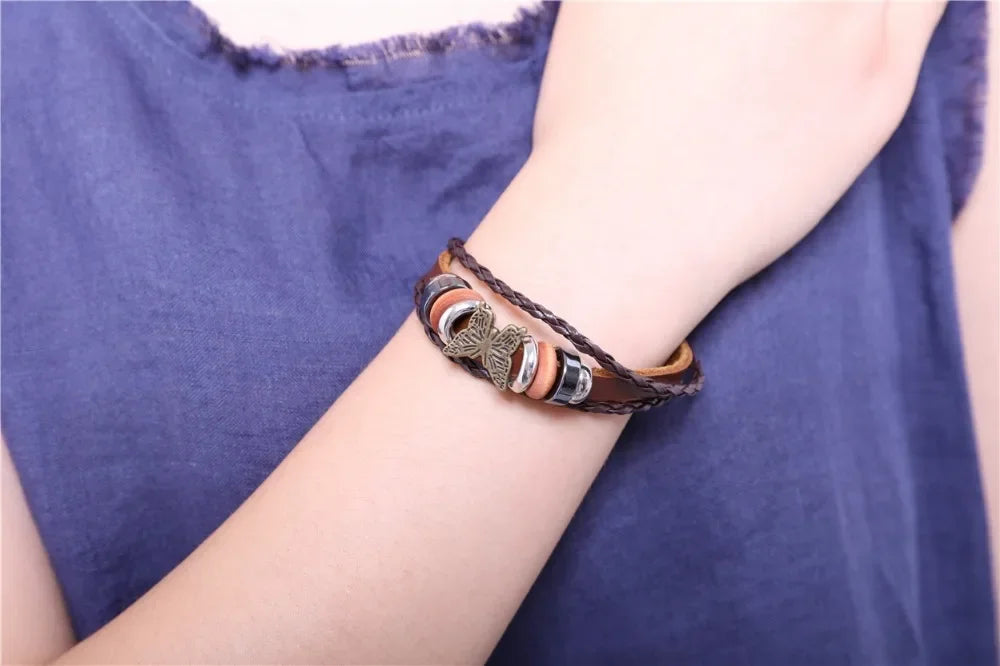 Leder Armbänder für Frauen Männer Schmuck Handgemachte Flügel Charme pulseira masculina pulseira feminina bileklik armband männer femme neue