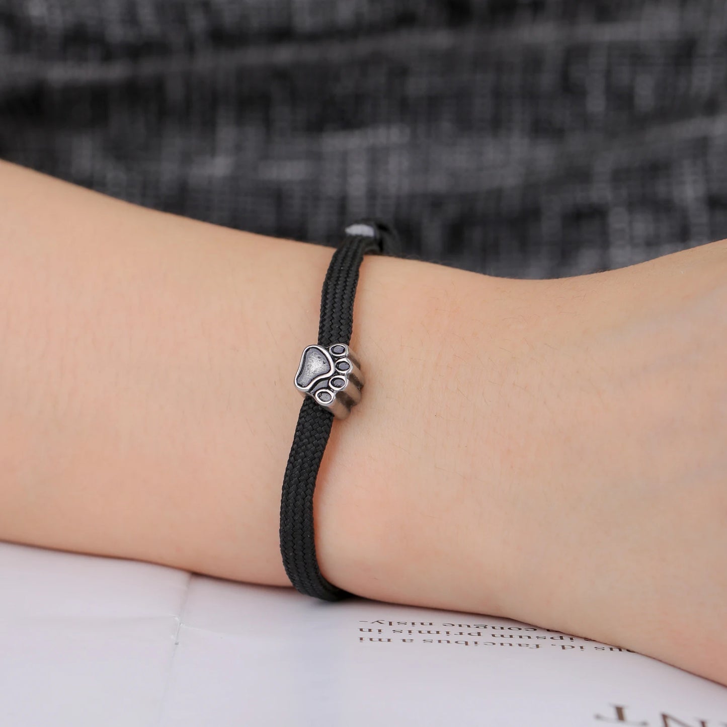Cazador Punk Hund Haustier Pfoten Charm Armband für Frauen Männer Einstellbare Schwarz Seil Schnur Armbänder Edelstahl Schmuck Paar Geschenk