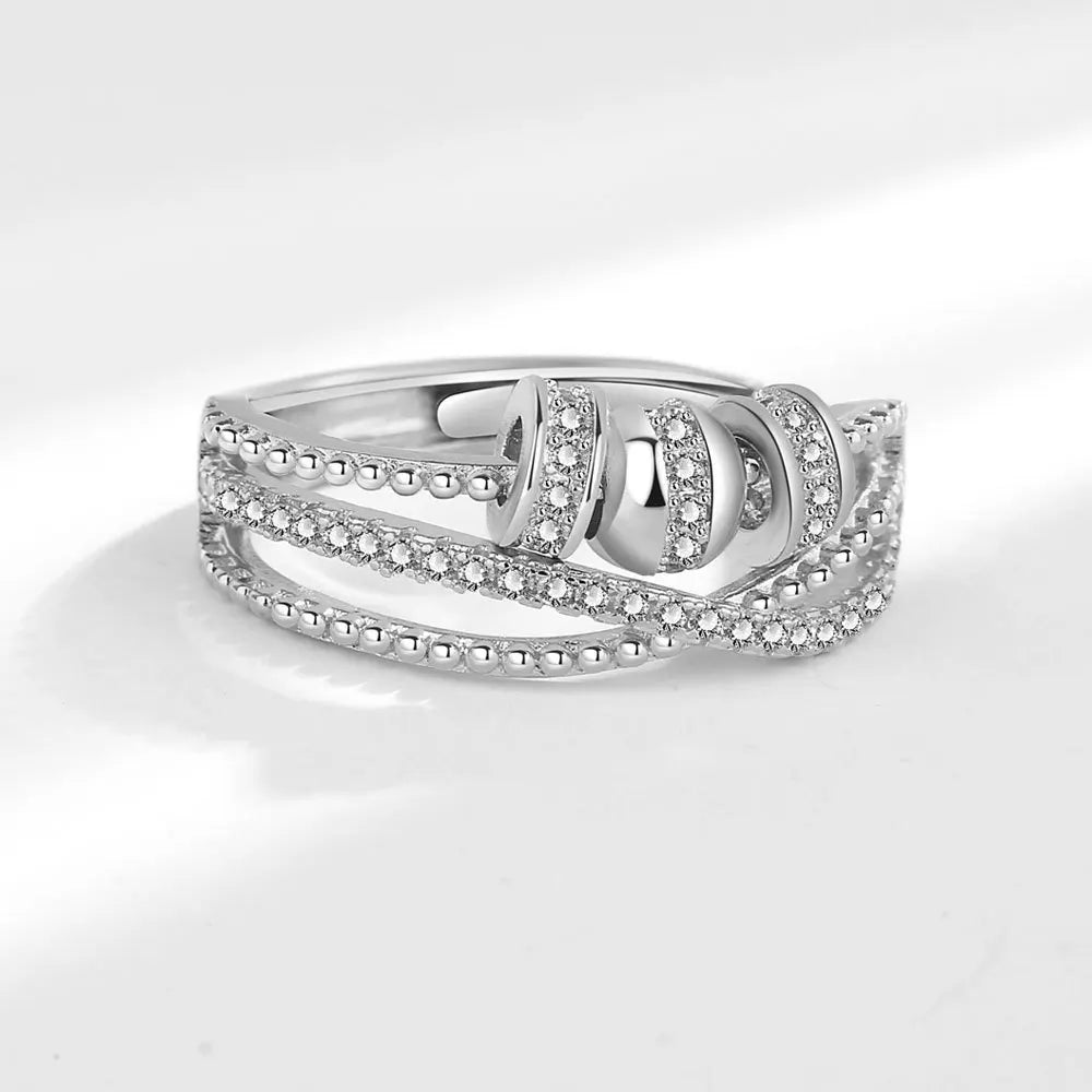 Stress Relief Runde Perlen Knuckle Ringe Für Frauen Frei Drehen Rotierenden Angst Fidget Spinner Twisted Ring Anillos Ajustables