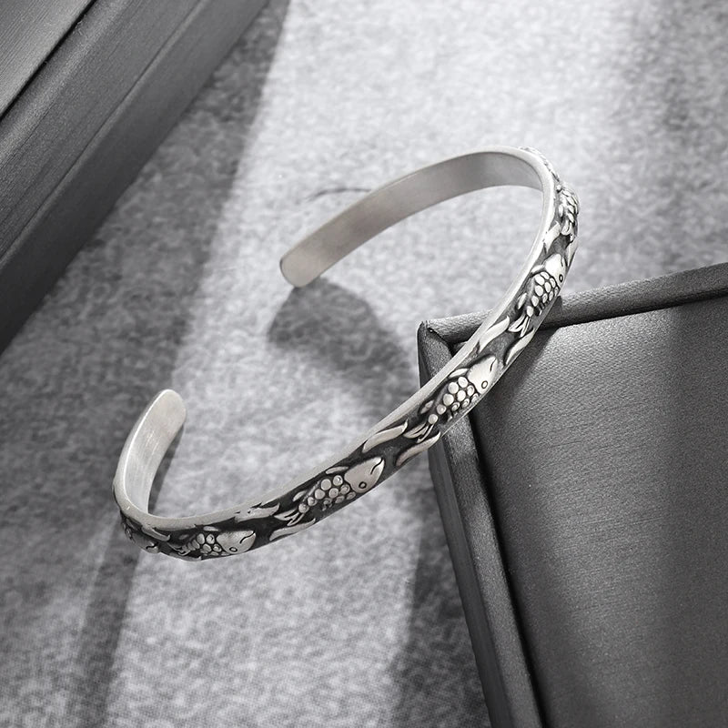 Silberfarbenes Feder-Manschettenarmband für Männer und Frauen, Vintage-verstellbares Armband, Armreif, Modeschmuck