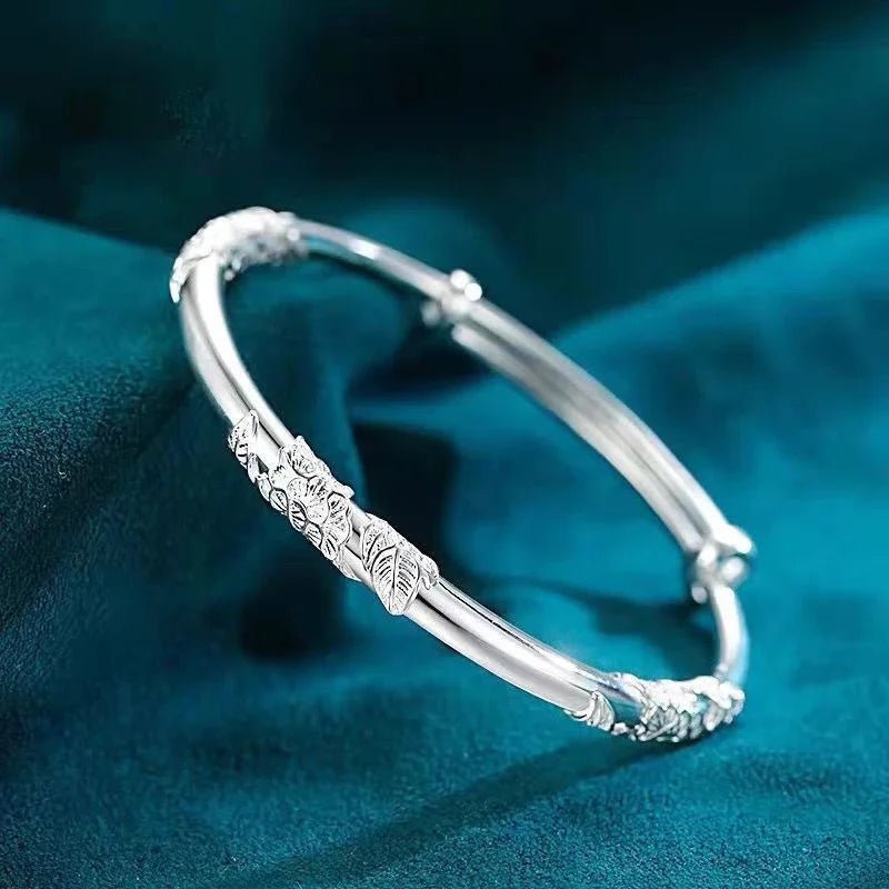 ALIZERO Armreif aus 925er-Sterlingsilber mit vollgeblasenen Blumen für Damen, zarte, offene, verstellbare Armbänder, Modeschmuck