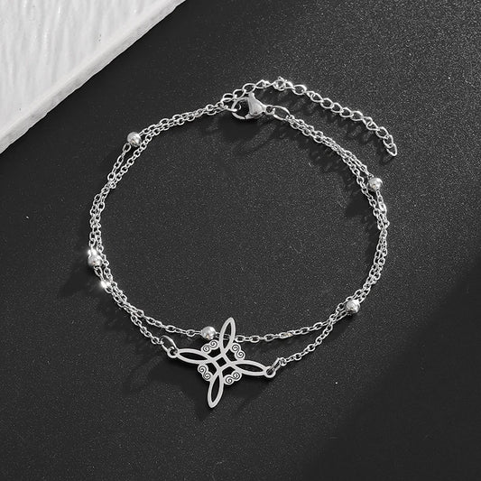 Edelstahl Hexen knoten Doppels chicht verstellbares Armband für Frauen Vintage irischen Glücks knoten Schmuck Geburtstags geschenk