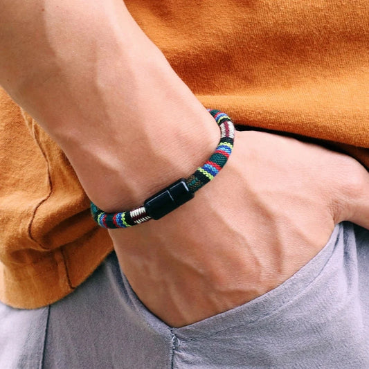 Noter Herren Bohemian Cord Chain Armband Tissu 6mm Faden Stoff Armband Ethnische Armband Homme Freizeit Zubehör Strand Schmuck