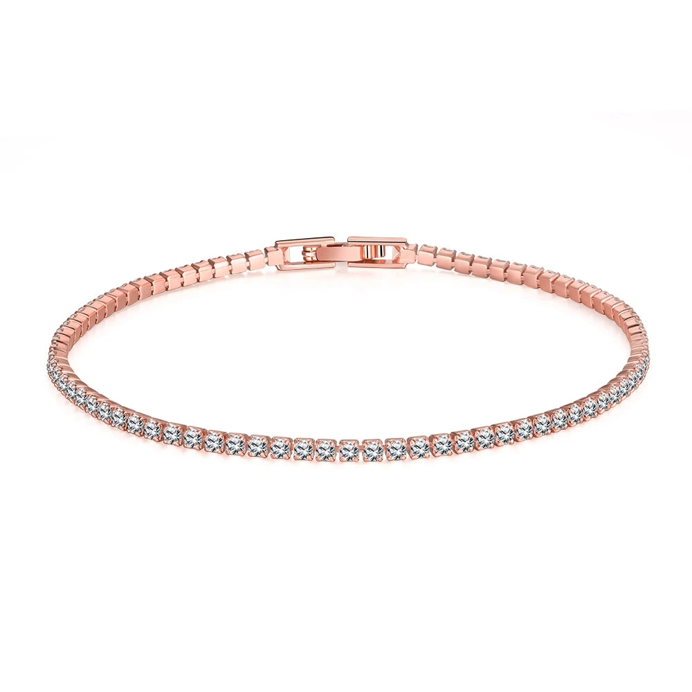 2 mm Moissanit-Tennisarmband für Damen und Herren, 925er Sterlingsilber vergoldet, 18 Karat Gold, Hip-Hop-Kette, runde Blasendiamant-Armbänder