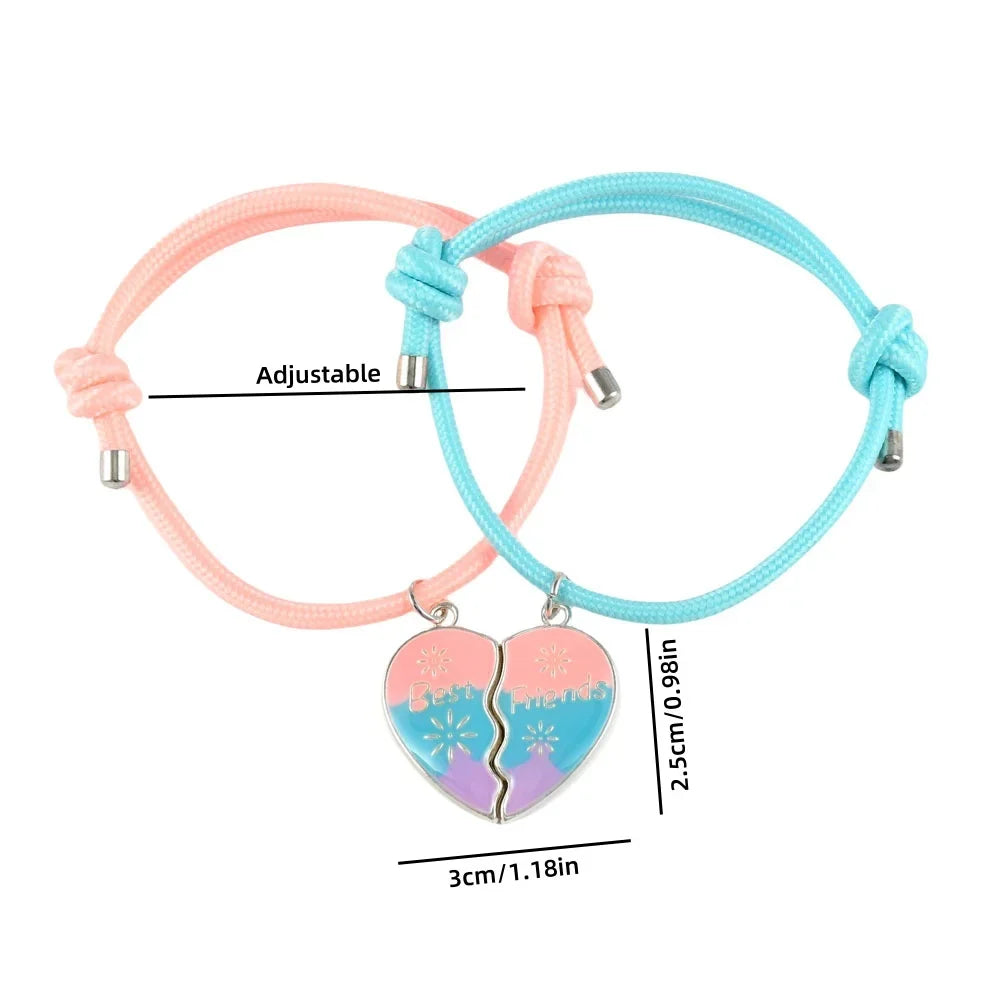 Lovecryst 2 Teile/satz Herzförmige 3-farbe Tropf Öl Beste Freundin Armband für Kinder Mädchen Mode Freundschaft Geschenke