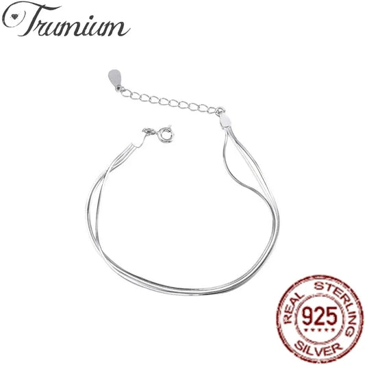 Trumium reine 925 Sterling Silber Armbänder für Frauen Männer Schlangen knochen Kette 3 Schicht verstellbare Paar minimalist ischen Schmuck