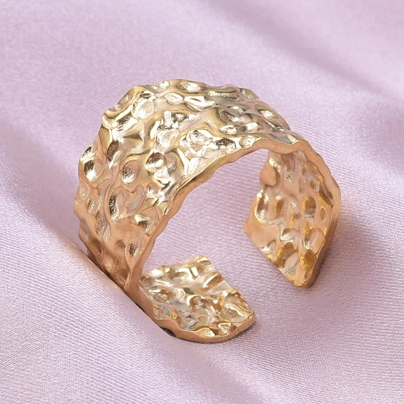1/2/3 stücke mischen Farbe klobigen breiten Ring offene Edelstahl ringe für Frauen Männer Accessoires unregelmäßige Oberfläche kpop Modeschmuck