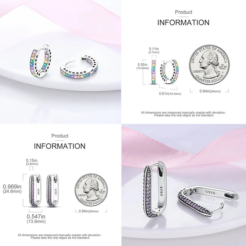 Original 925er Sterlingsilber, buntes Gold, Roségold, große Creolen für Frauen, Kollokation, Hochzeit, für Frau, Freundin, Geschenk