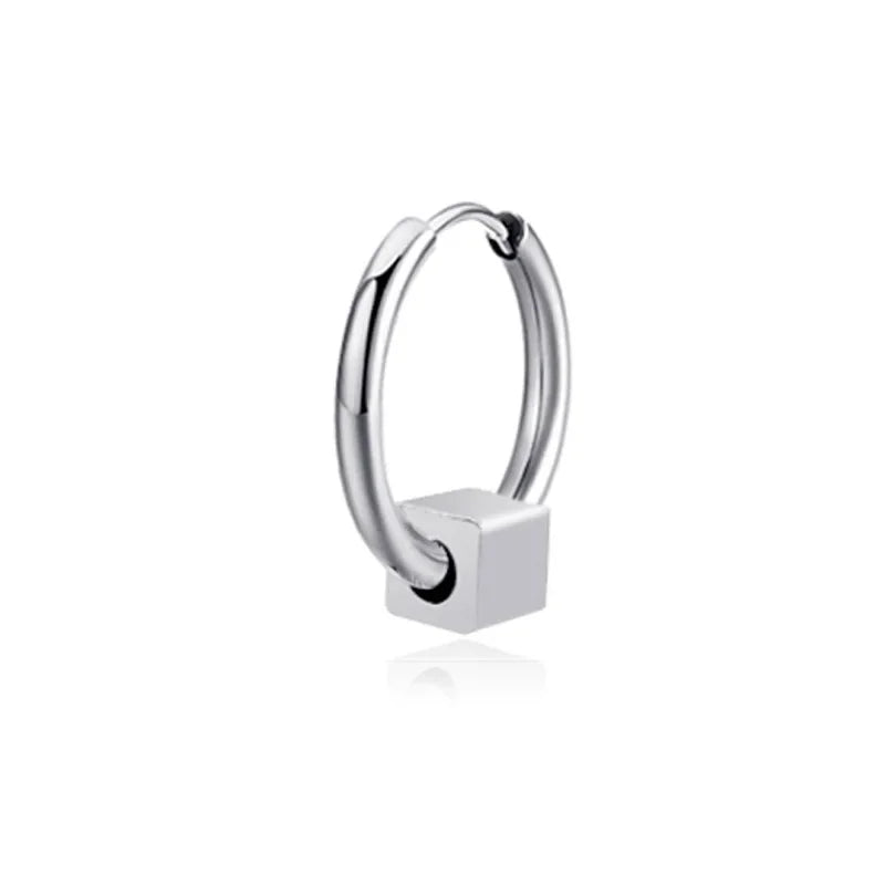 Geometrie Unisex Titan Edelstahl Drop Creolen chinesische Charakter Quaste Kette Mann Stern Kreuz Drachen feder