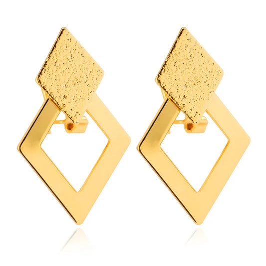Kupfer Doppel Geometrische Quadratische Quaste Baumeln Ohrringe für Frauen Mode Schmuck Geschenk QC24