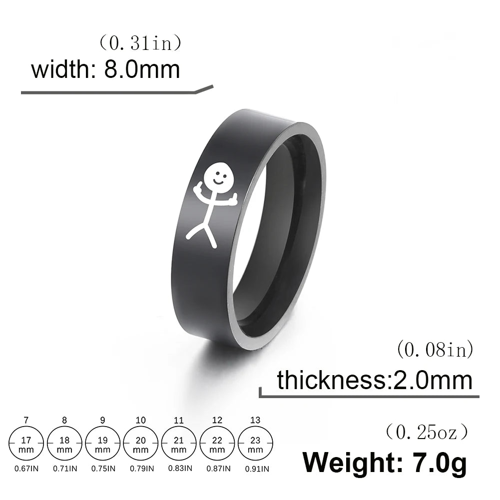 LIKGREAT Edelstahl Mittelfinger Stick man Ring Trend Fuxk Sie Doodle Ringe für Mann Paar einfache Hip Hop Schmuck Geschenk