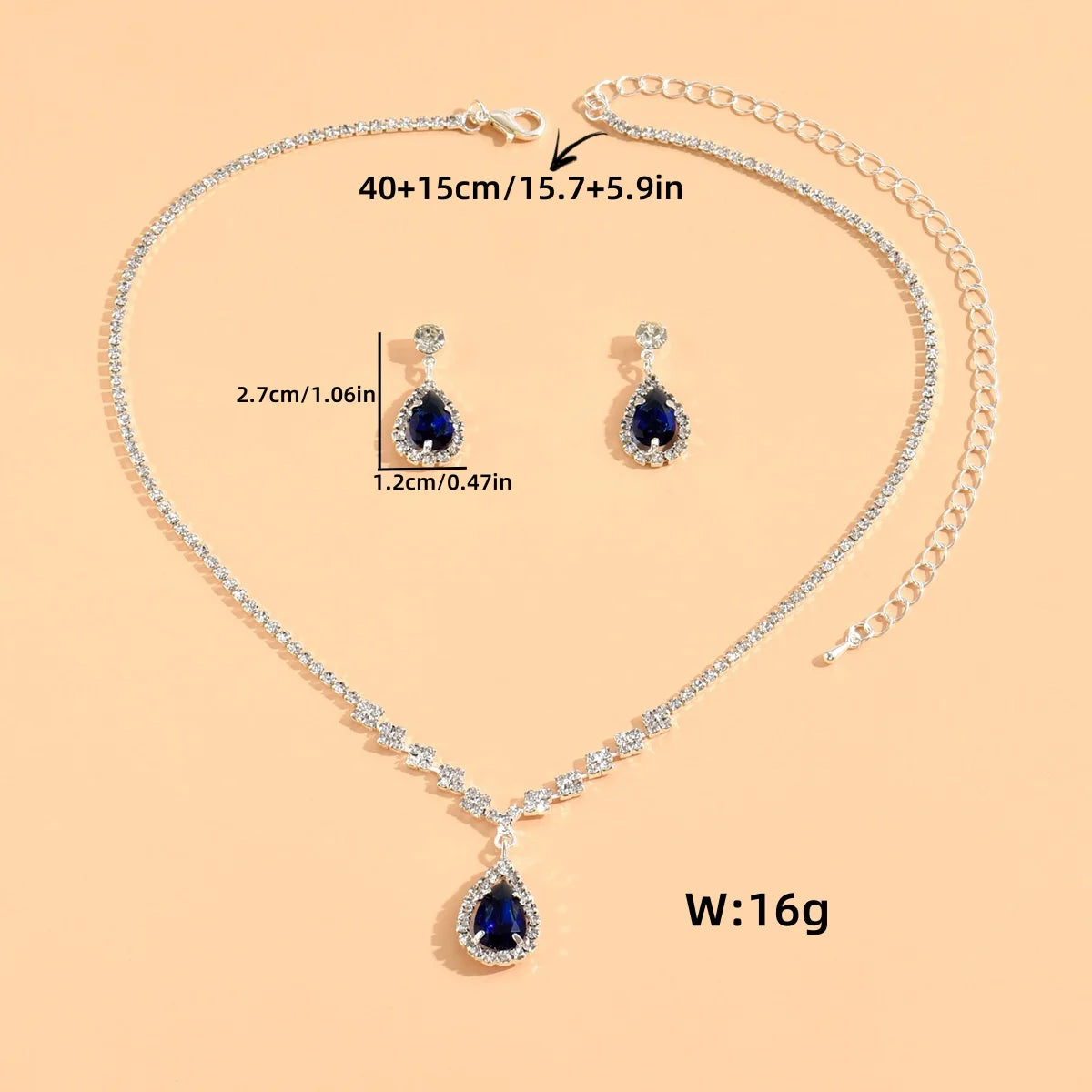 3er-Set für Hochzeitssaison, modische Tröpfchen-Halskette und Ohrringe für Damen, Bankett-Party-Accessoires 4055