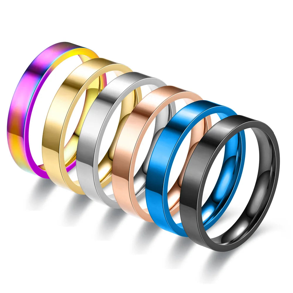 4mm Einfachheit Flache Edelstahl Ringe Japanische Koreanische Mode Glänzend Titan Stahl Finger Ringe für Jugend Junge Mädchen Schmuck
