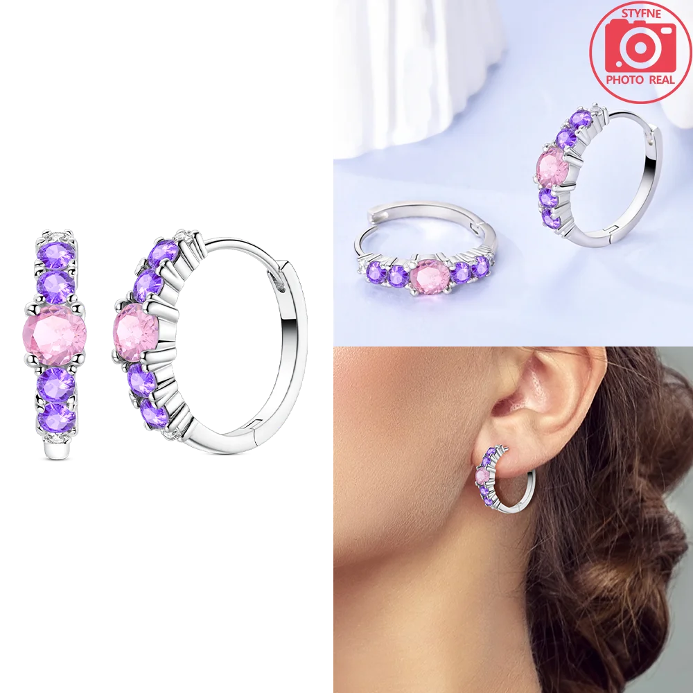 Schmetterlings-Ohrringe, Original 925er Silber, rosa Schleife, Herz, Zirkon, Stern, Blume, Ohrstecker, Damen, Schmuck, Geschenk, Liebe, Valentinstag-Set