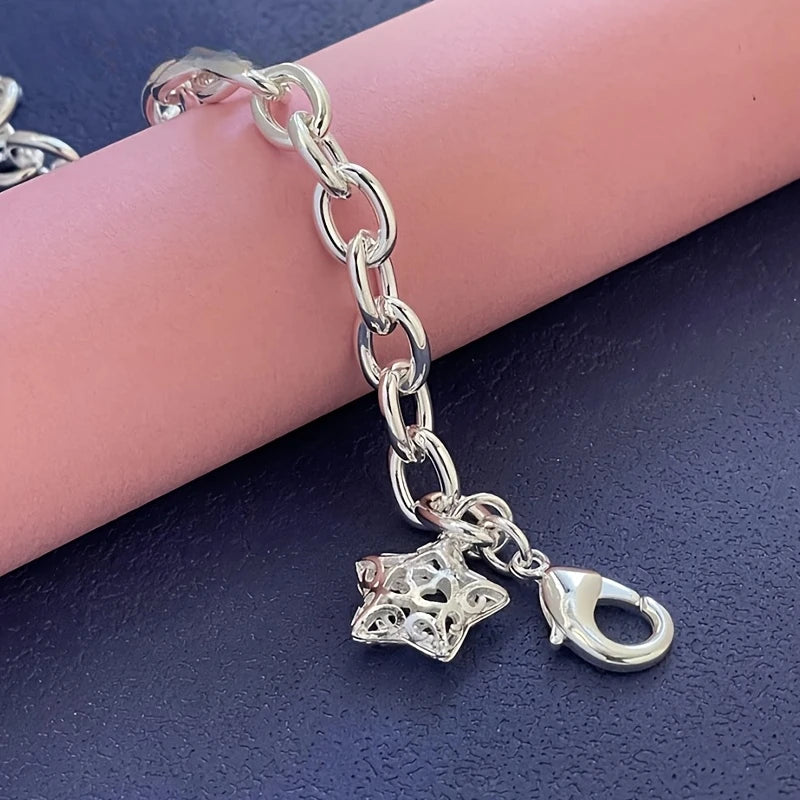 Süßes Sternkettenarmband aus 925er Sterlingsilber mit Schnalle für Damen, Herren, geeignet für Liebhaber, Damen, Herren, Modeschmuck, Partygeschenke