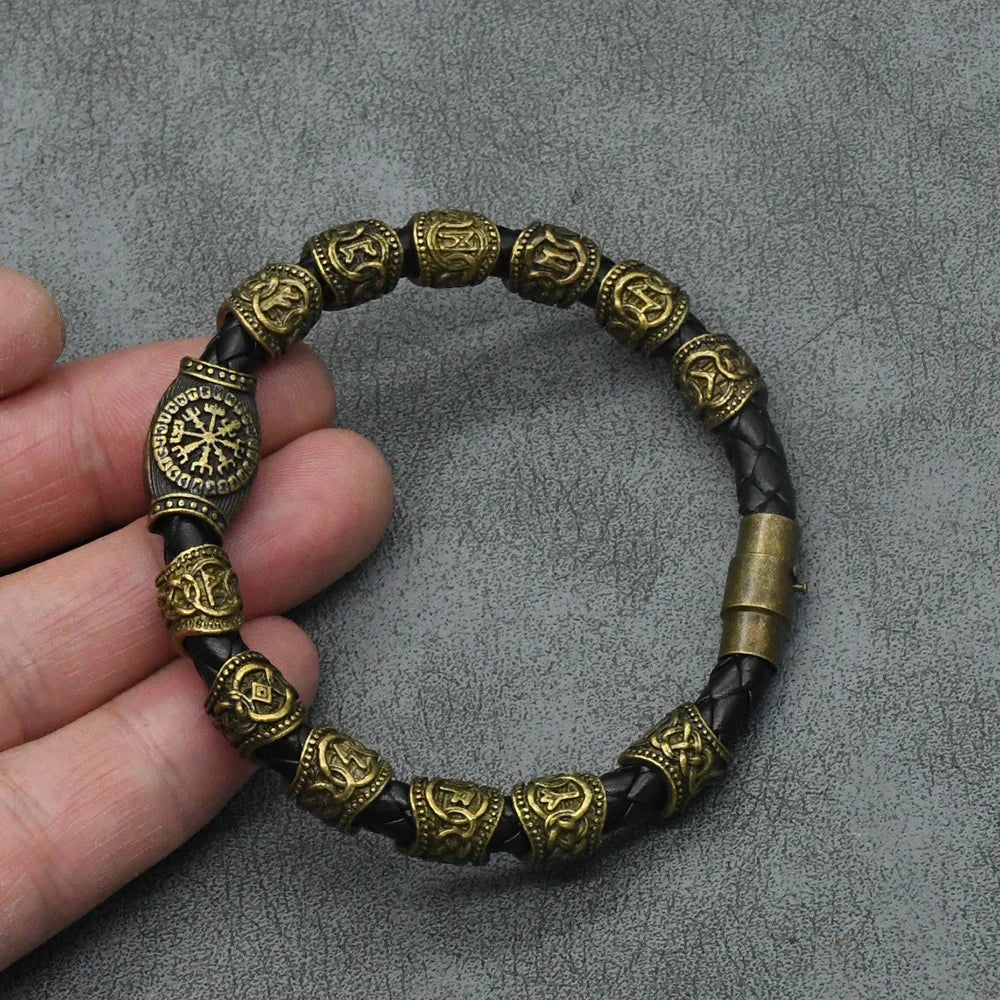 Nordisches Runen-Armband Vikingo 3 Stück/11 Stück/13 Stück/15 Stück Runen-Perlen Vegvisir Kompass Amulett Wikinger-Armband Slawisches Zubehör