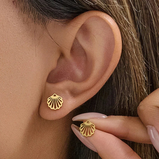 Böhmen Vintage Edelstahl Muschel Shell Geformte Ohrringe für Frauen Mode Gold Farbe Sommer Strand Schmuck Ohrstecker Geschenke