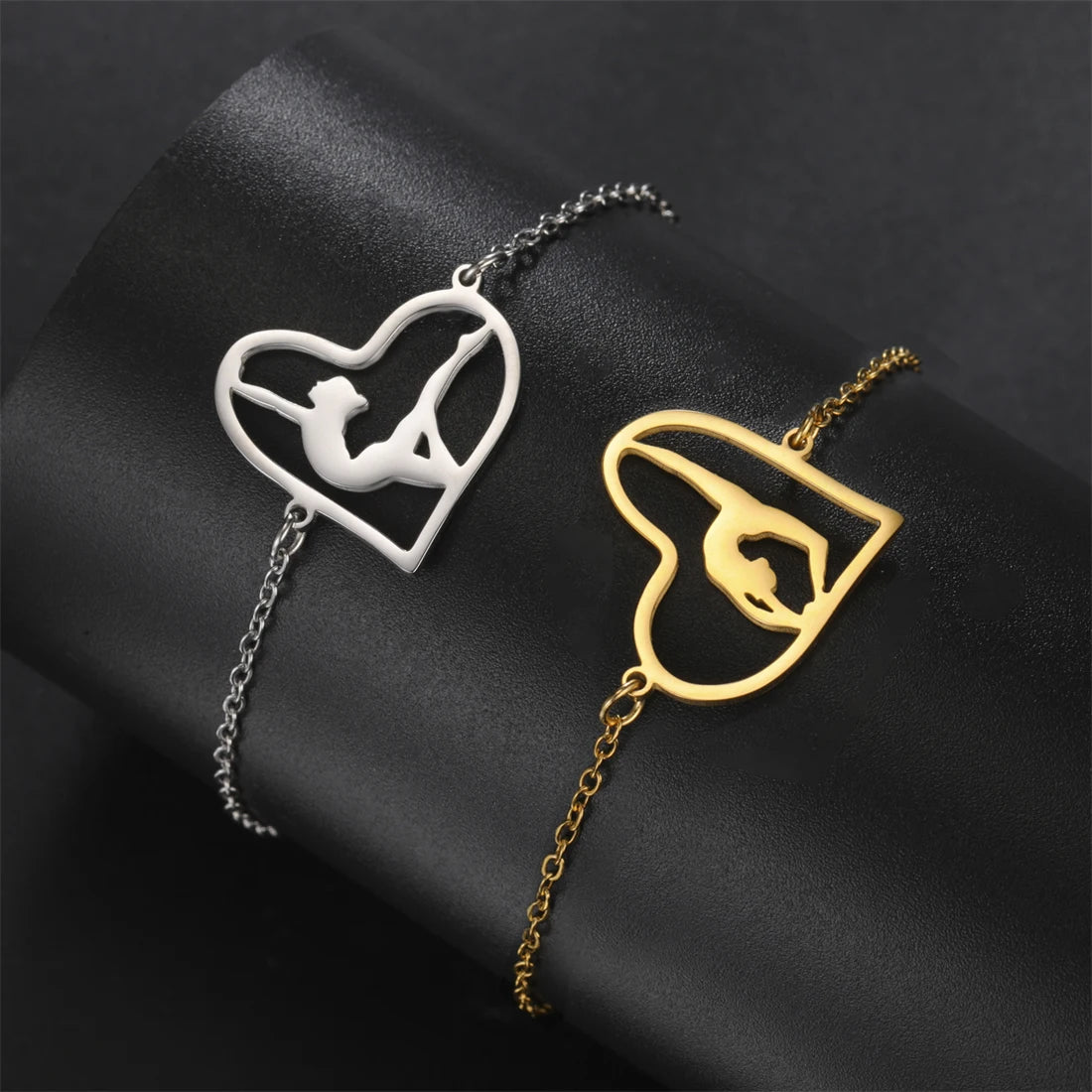 EUEAVAN Edelstahl Gymnastik Armbänder für Frauen Mode Herz Tänzerin Sport Armband Geburtstag Party Schmuck Großhandel