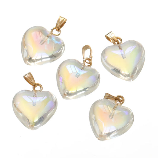 10 Teile/los Tschechische Lampwork Kristall Glas Herz Perlen Charms anhänger DIY Handgemachten Schmuck Machen Halsketten Ohrringe Zubehör