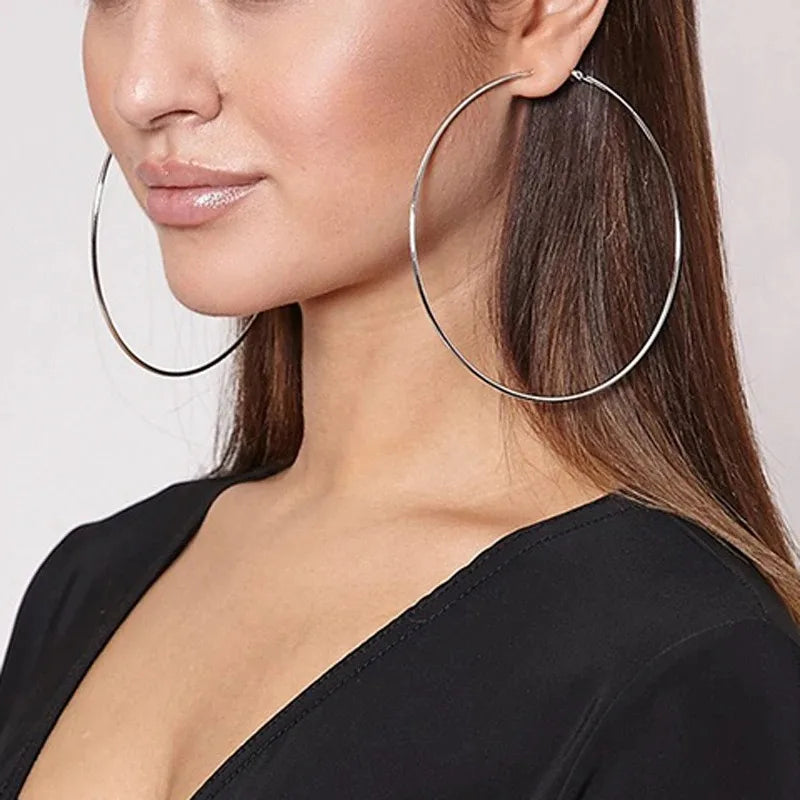 2 Stück 30–100 mm kleine große Kreis-Creolen für Damen und Herren, Edelstahl-Ohrring, Modeschmuck, Geschenk, Nachtclub, DJ