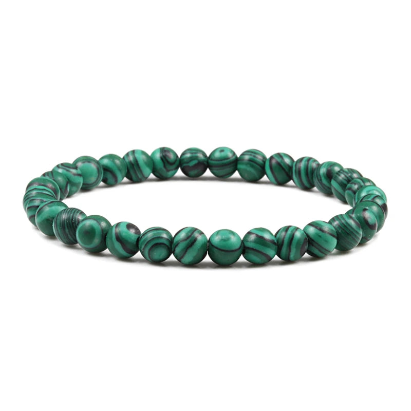 Natürliche Stein Elastische Armband 6mm Charme Männer Schwarz Lava Blau Perlen Strang Armbänder für Frauen Yoga Meditation Schmuck pulseira