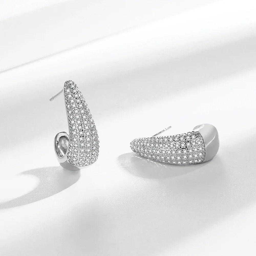 Creolen aus 925er-Sterlingsilber, Nadel, rosa Kristall, Herz-Creolen für Damen, modische geometrische Anhänger-Ohrringe, Luxus-Schmuck, Geschenke