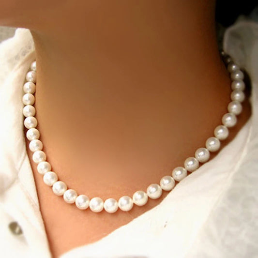 Klassische elegante weiße Perle Halskette für Frauen Männer Hochzeit Bankett Halsketten Vintage Perlen handgemachte Schmuck Party Geschenk