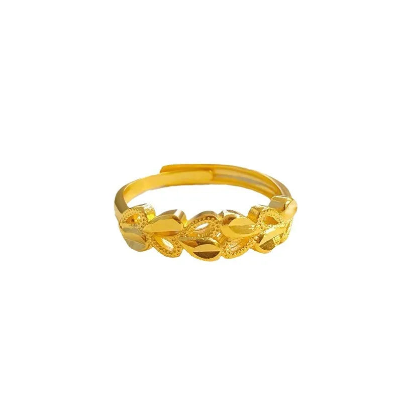 Goldene Ringe für Frauen, vergoldete Ringe, Blatt-Herz, Party, Hochzeit, Verlobungsring, Trend-Schmuck, Geschenk, Alem 1924 Anillos De Mujer