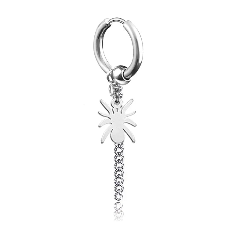 Geometrie Unisex Titan Edelstahl Drop Creolen chinesische Charakter Quaste Kette Mann Stern Kreuz Drachen feder
