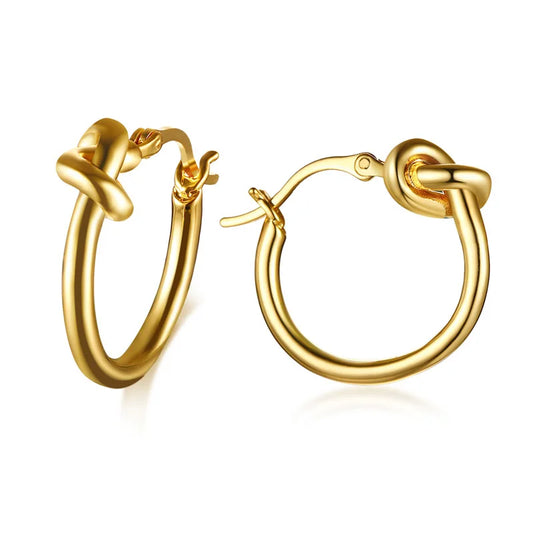 Schicke goldfarbene Knoten-Creolen für Damen, Damen, Hochzeit, Geburtstag, Party, Geschenk, Schmuck