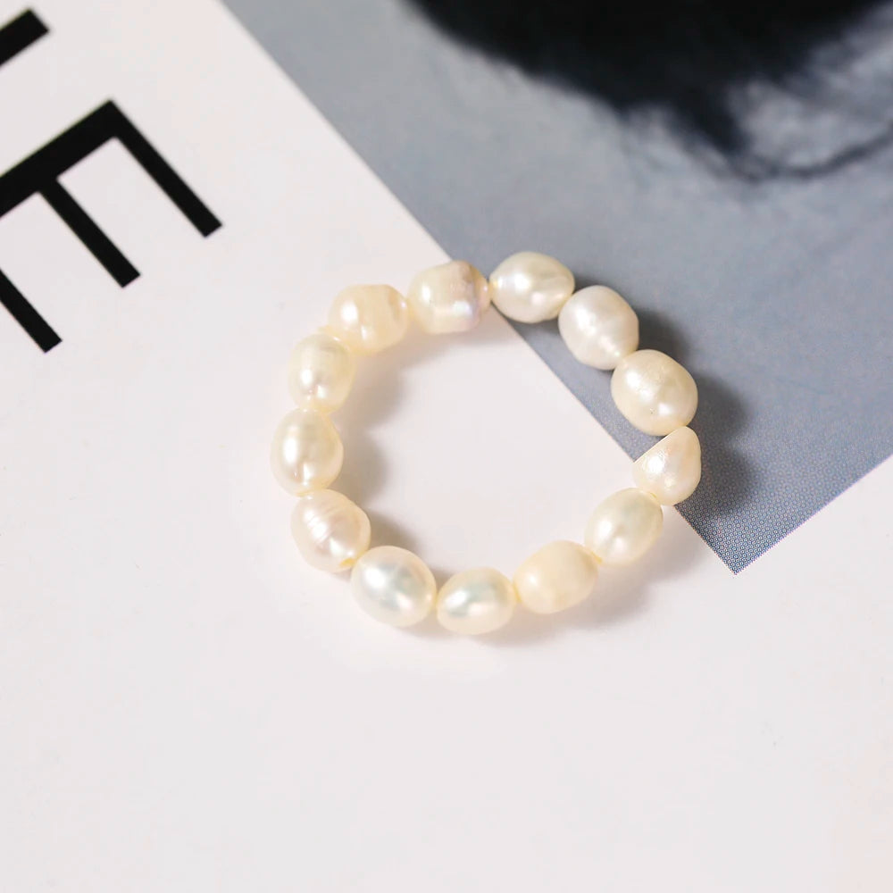 Mode Elegante Perlen Perle Ringe Imitation Perle Geometrische Ringe für Frauen Kontinuierliche Kreis Minimalistischen Ring 2022 Neue