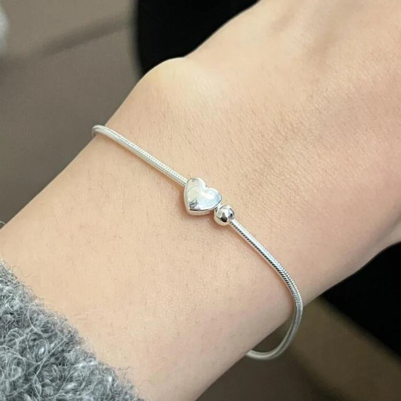 Panjbj sterling silber linie extrem feines armband für frauen lieben haert perle koreanisch ins süßes schmuck geschenk drops hipping