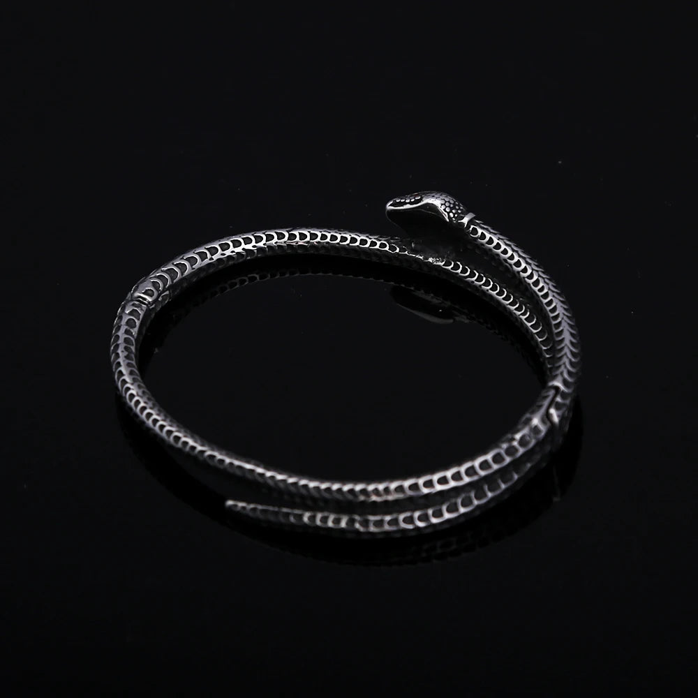 Gothic Vintage Wikinger Schlange Armband mit rotem Stein für Männer Frauen Edelstahl Punk Rock Tier Armreifen Modeschmuck Geschenke