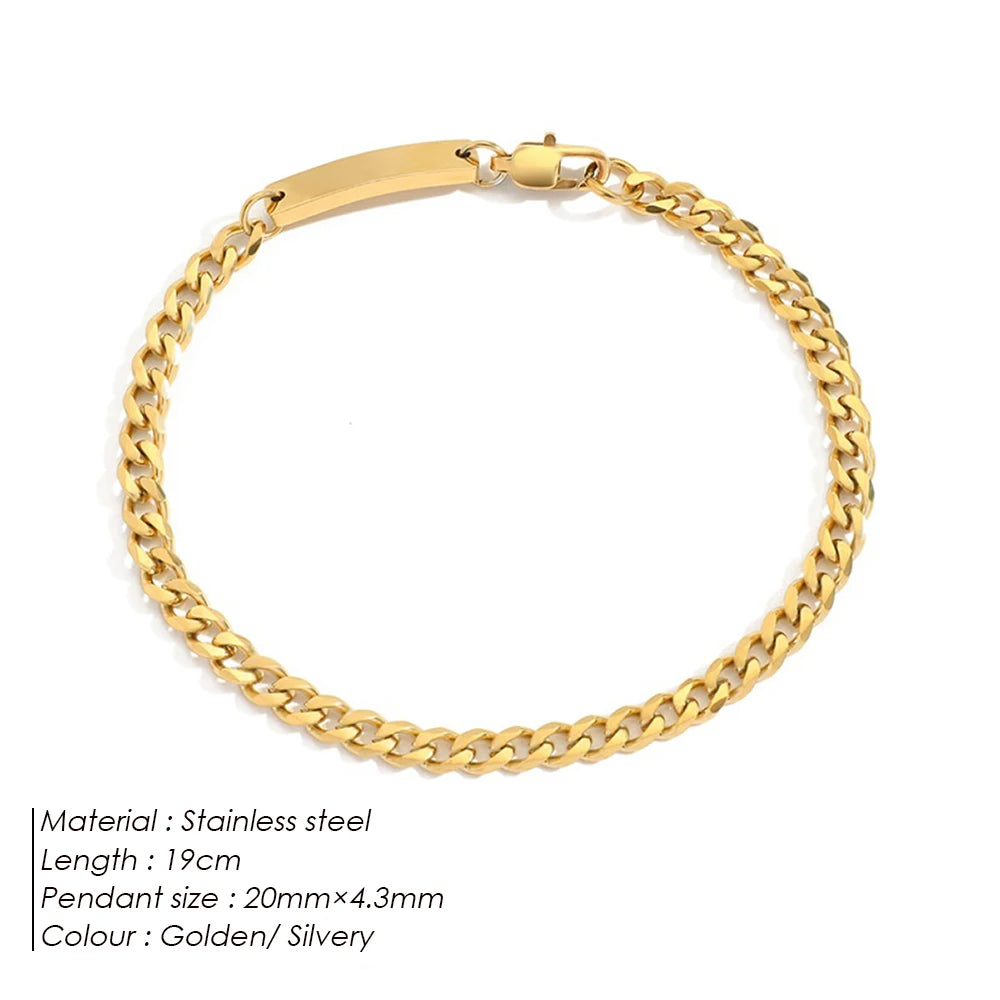 eManco kubanisches Kettenarmband aus Edelstahl, vergoldete Herren- und Damenarmbänder, Modeschmuck, 48-Stunden-Versand