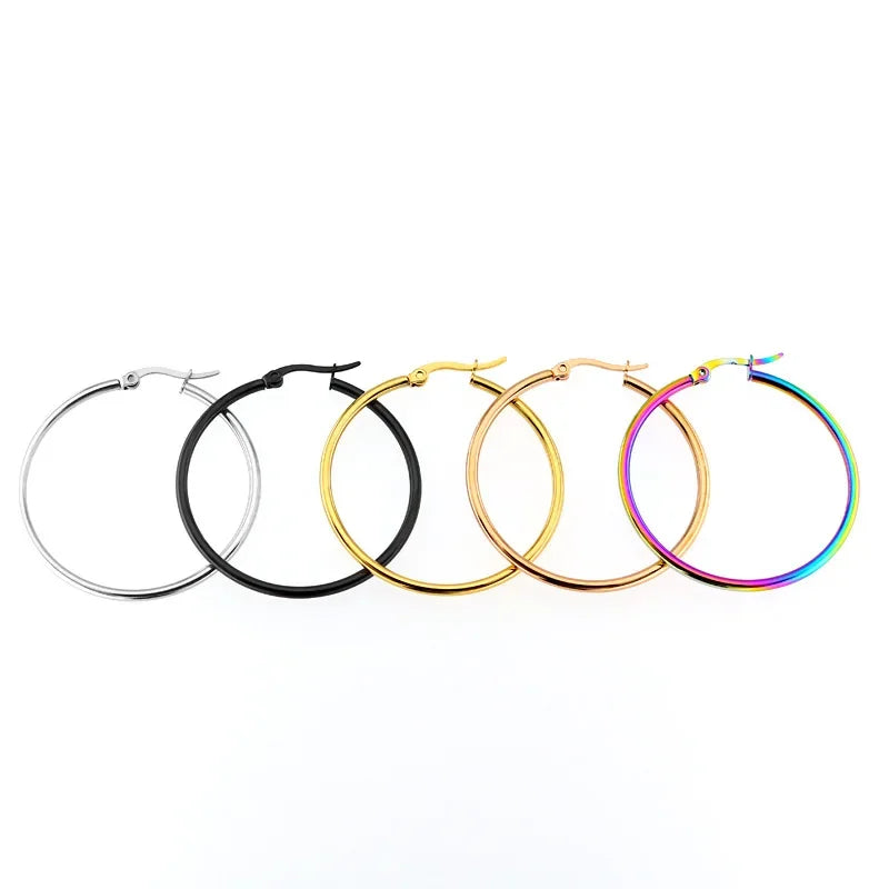 Creolen kleine große Kreis Frauen übertrieben Creolen Ohr schlaufe glatten Ring runden Ohrring Edelstahl Schmuck Großhandel