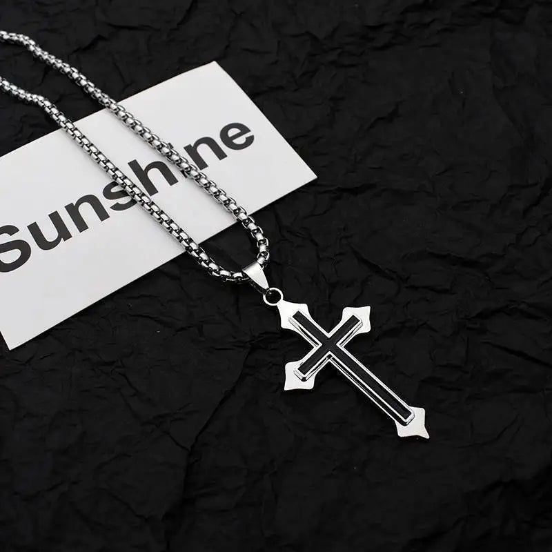 Vintage Gothic Hohl Kreuz Anhänger Halskette Silber Farbe Coole Street Style Für Männer Frauen Geschenk Großhandel Hals Schmuck