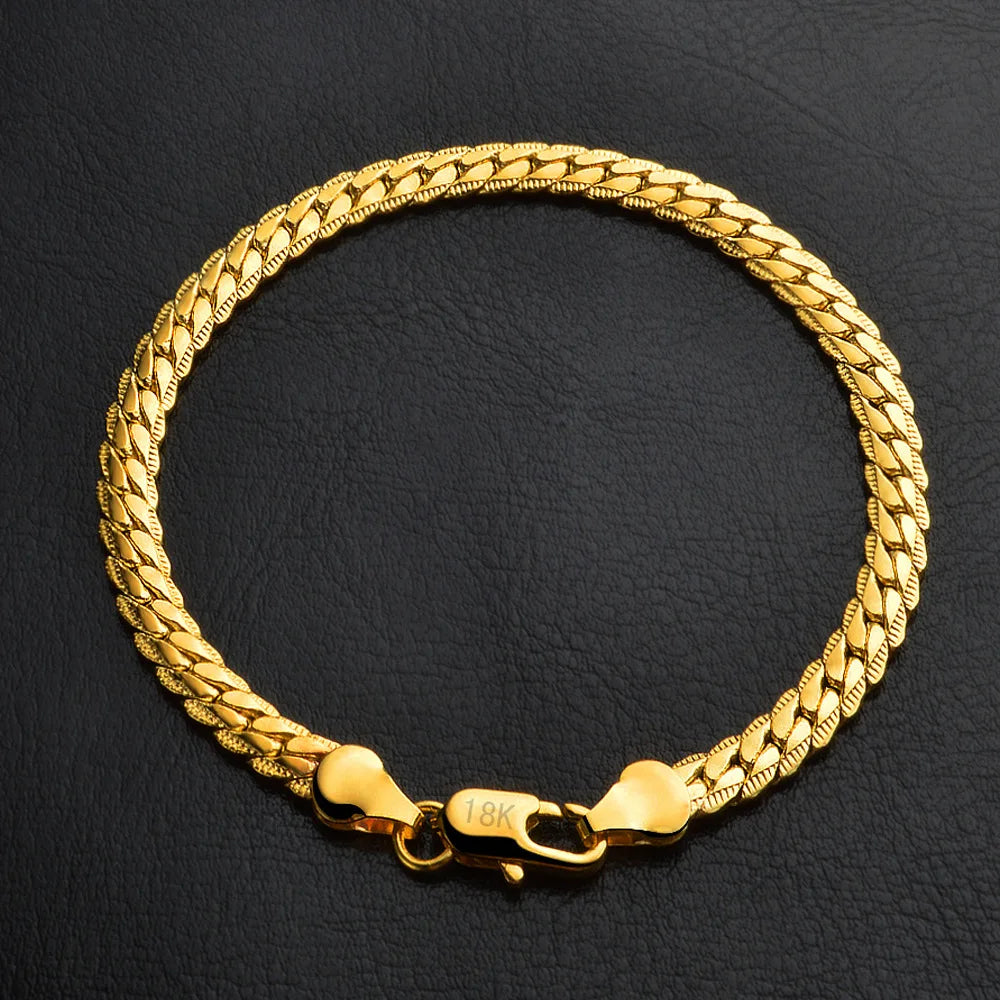 20 cm 8 Zoll 18 Karat Gold 925 Sterling Silber Armbänder für Damen Herren klassische 5 mm Kette Hochzeit Party Weihnachtsgeschenke edler Schmuck