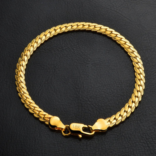 20 cm 8 Zoll 18 Karat Gold 925 Sterling Silber Armbänder für Damen Herren klassische 5 mm Kette Hochzeit Party Weihnachtsgeschenke edler Schmuck