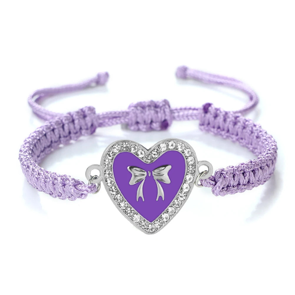 Neue Frauen Seil Armbänder Hand Gewebt Lila Faden Armband Niedlichen Tier Anhänger Armband Vintage Daisy Blume Armreif Mädchen Schmuck