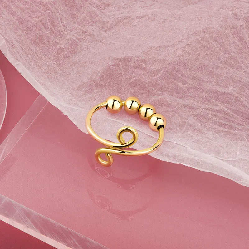 Stress Relief Runde Perlen Knuckle Ringe Für Frauen Frei Drehen Rotierenden Angst Fidget Spinner Twisted Ring Anillos Ajustables