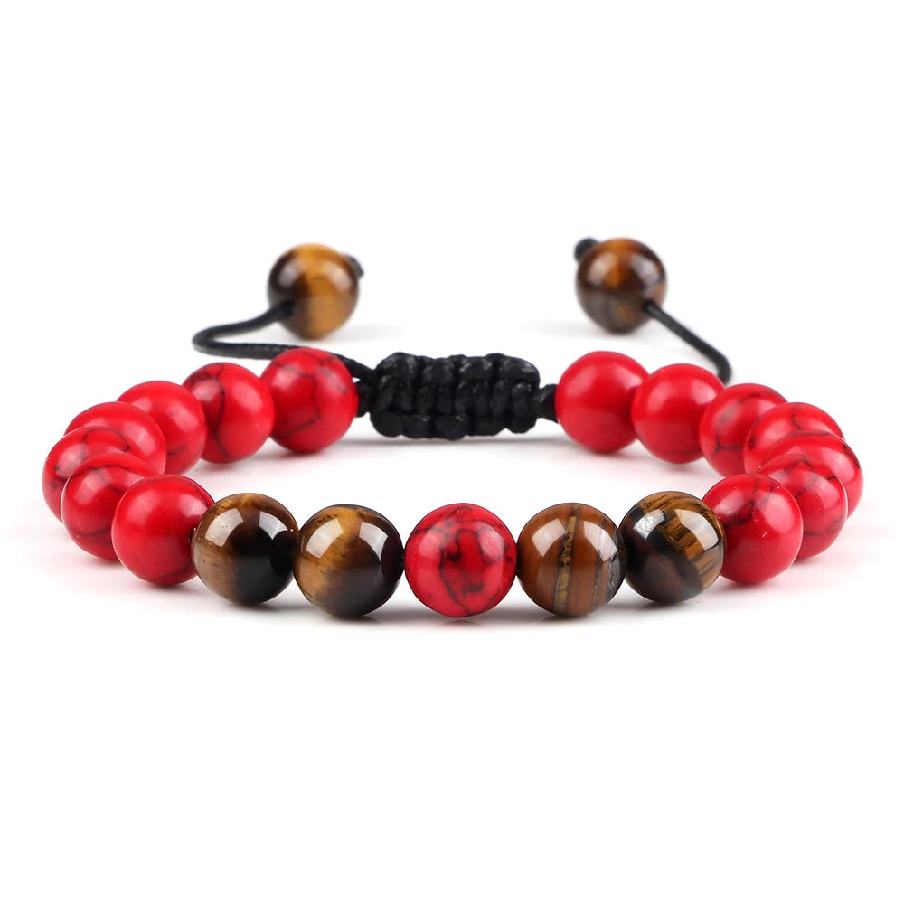 Schwarz Lava Onyx Naturstein Geflochtenes Armband Armreif Für Männer Frauen Heilung Balance Tigerauge Buddha Armband Charme Yoga Schmuck