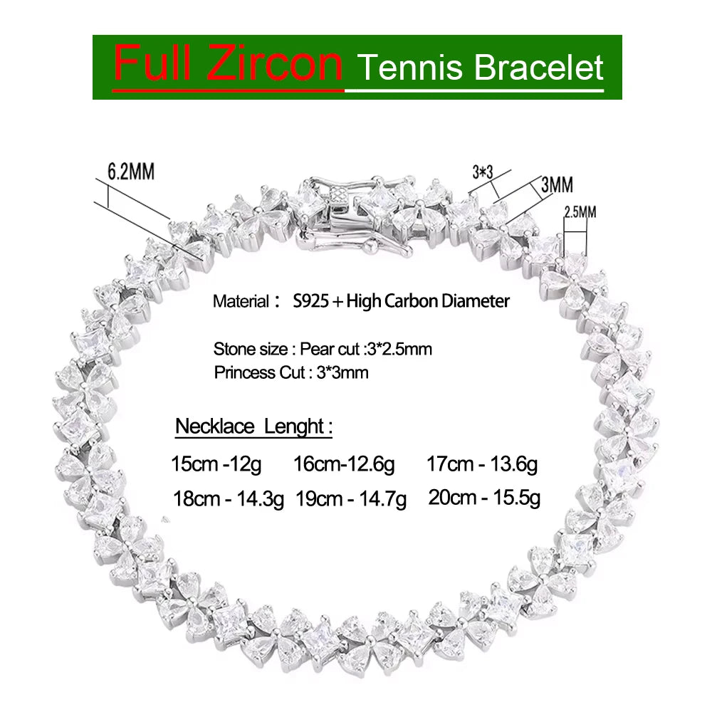 Serenity Marquise Cut D Farbe Moissanit Tennis Armband für Frauen Mann 100 % S925 Sterling Silber Armband vergoldet 18K Handkette