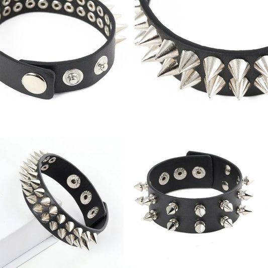 Punk Gothic Armband Spikes Armband Nieten Leder Manschette Armreif Metall Nieten Armband Schmuck Einstellbar Geschenk Unisex