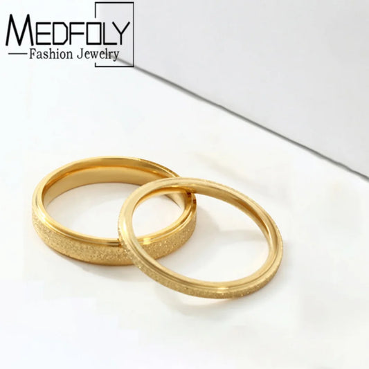 MEDFOLY Größe 6-11 2mm 4mm Luxus Paar Ringe Titan Stahl Matt Ring Frauen Romantische Hochzeit Schmuck zubehör