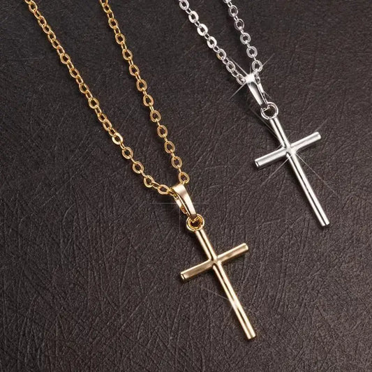 Mode Christian Jesus Kreuz Halsketten Silber Farbe Lange Kette Einfache Anhänger Für Frauen Männer Schmuck Geschenke Dropshipping