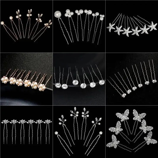 6PCS Beliebte handgemachte Hochzeit Haarnadeln Braut Kristall Perle Blume Haarspange Braut Haarschmuck Zubehör